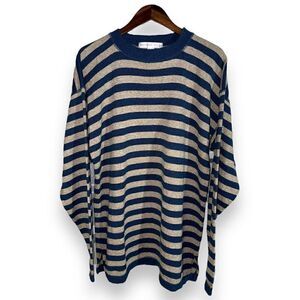 80s Geoffrey Beene Blue & Tan Made in USA Crewneck Sweater L